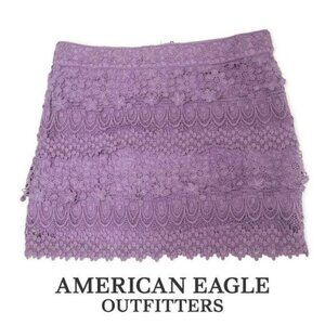 American Eagle Outfitters Purple Lace layered tiered Mini Skirt Size 4 boho